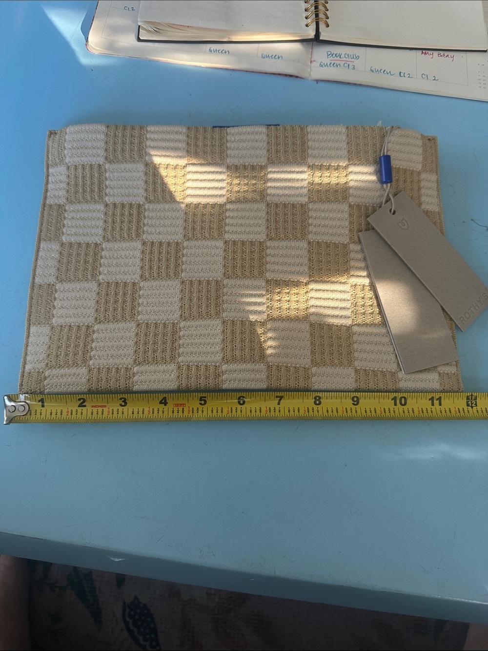 Rothy's Checkerboard Knit Clutch - Cream & Tan - Picture 3 of 5